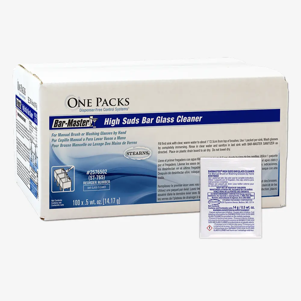 One Packs® Bar-Master® High Suds Bar Glass Cleaner