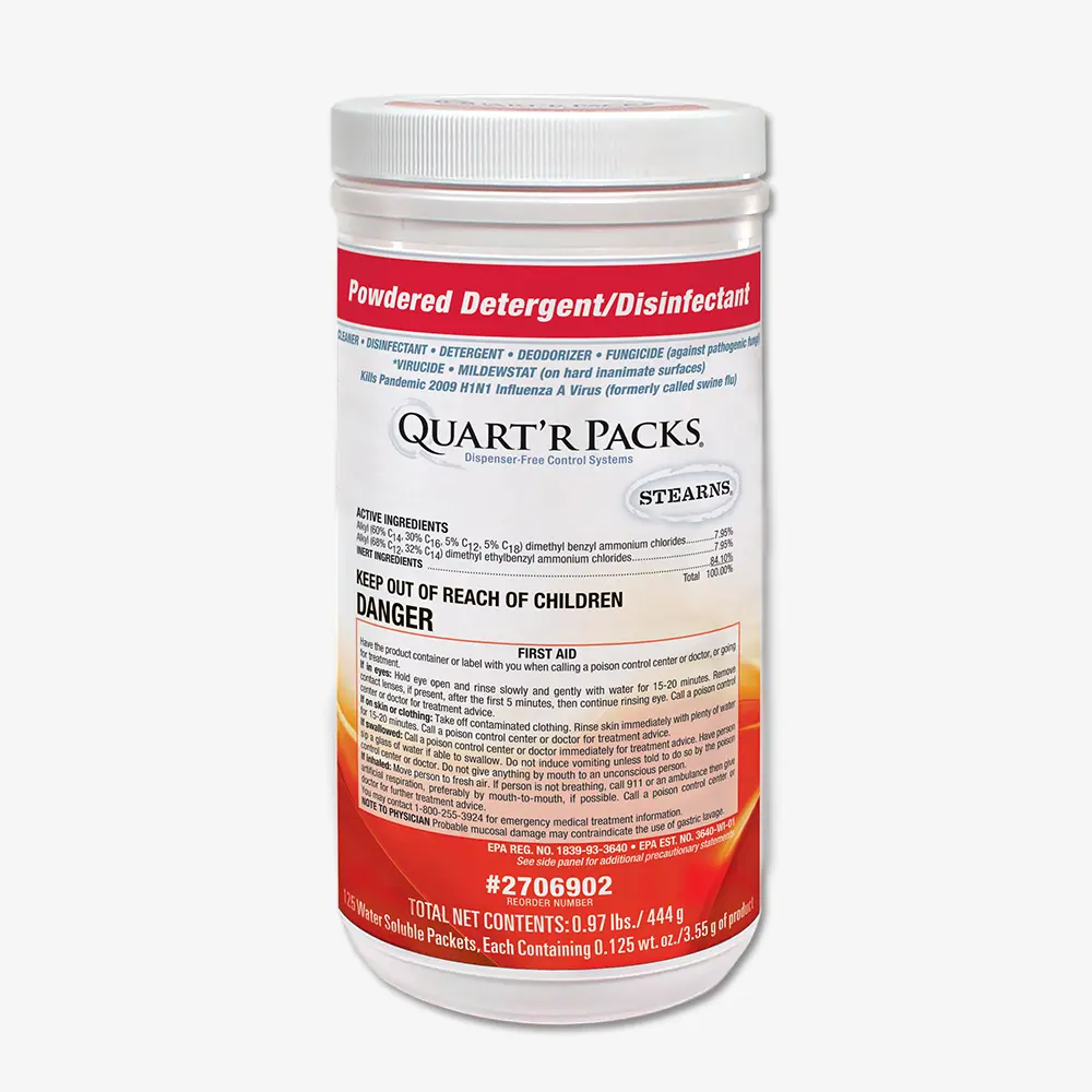 Quart'r Packs® Powdered Detergent/Disinfectant - Stearns Packaging