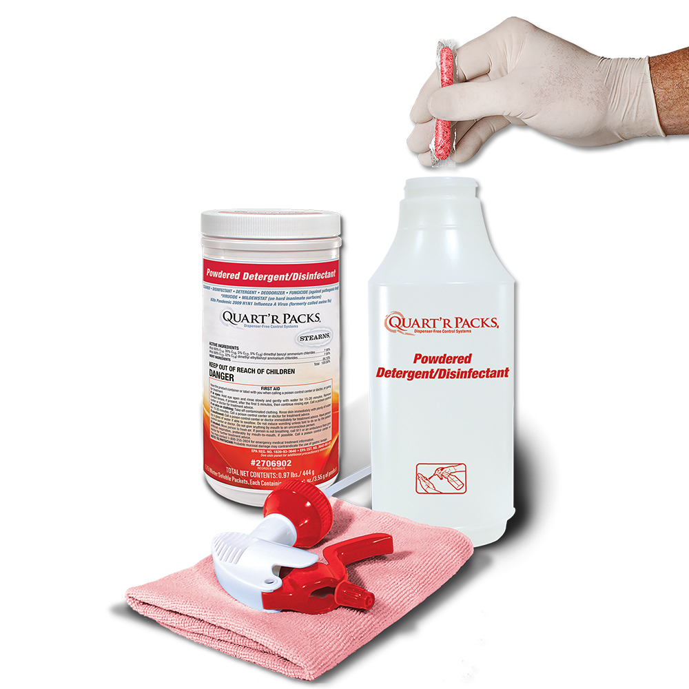 Quart'r Packs® Powdered Detergent/Disinfectant - Stearns Packaging